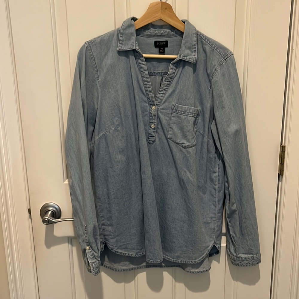 J. Crew Chambray Button Down Pullover Tunic - image 1